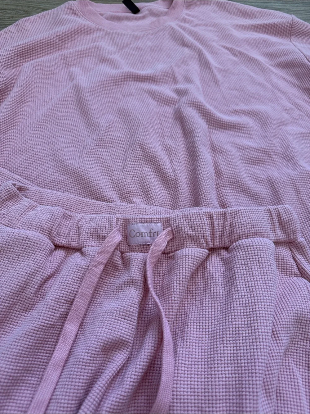 Classic Crewneck Waffle Sweatshirt in Soft Pink - Picture 3 of 5
